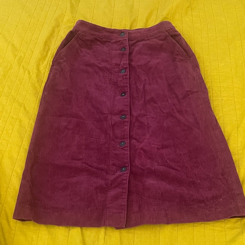 Uniqlo Burgundy A-Line Corduroy Skirt